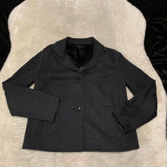 Talbots Womens Gray Black‎ Medium Blazer Jacket Top Casual Work Attire - Picture 1 of 7